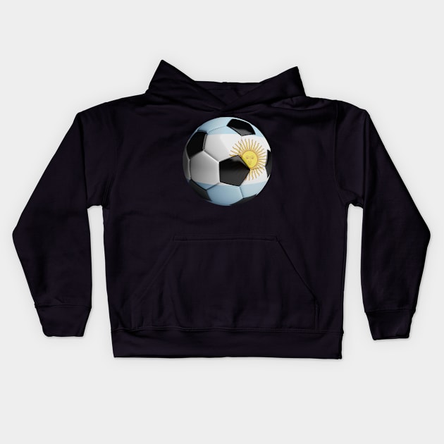 Argentina Flag Soccer Ball Kids Hoodie by reapolo